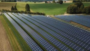 photo of a solar project in a farm field